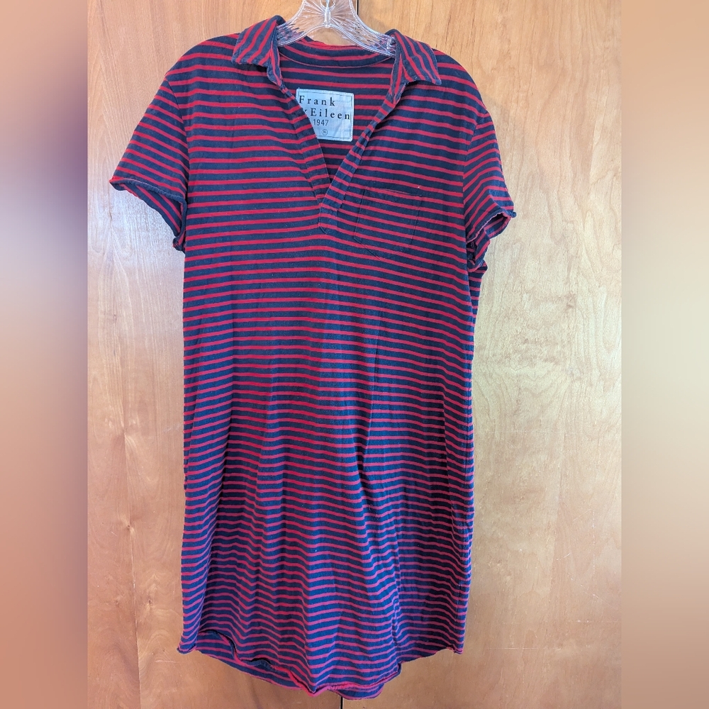 Red and Blue Striped Dress